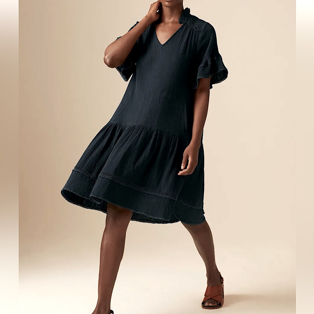 ME & EM navy blue cotton swing dress